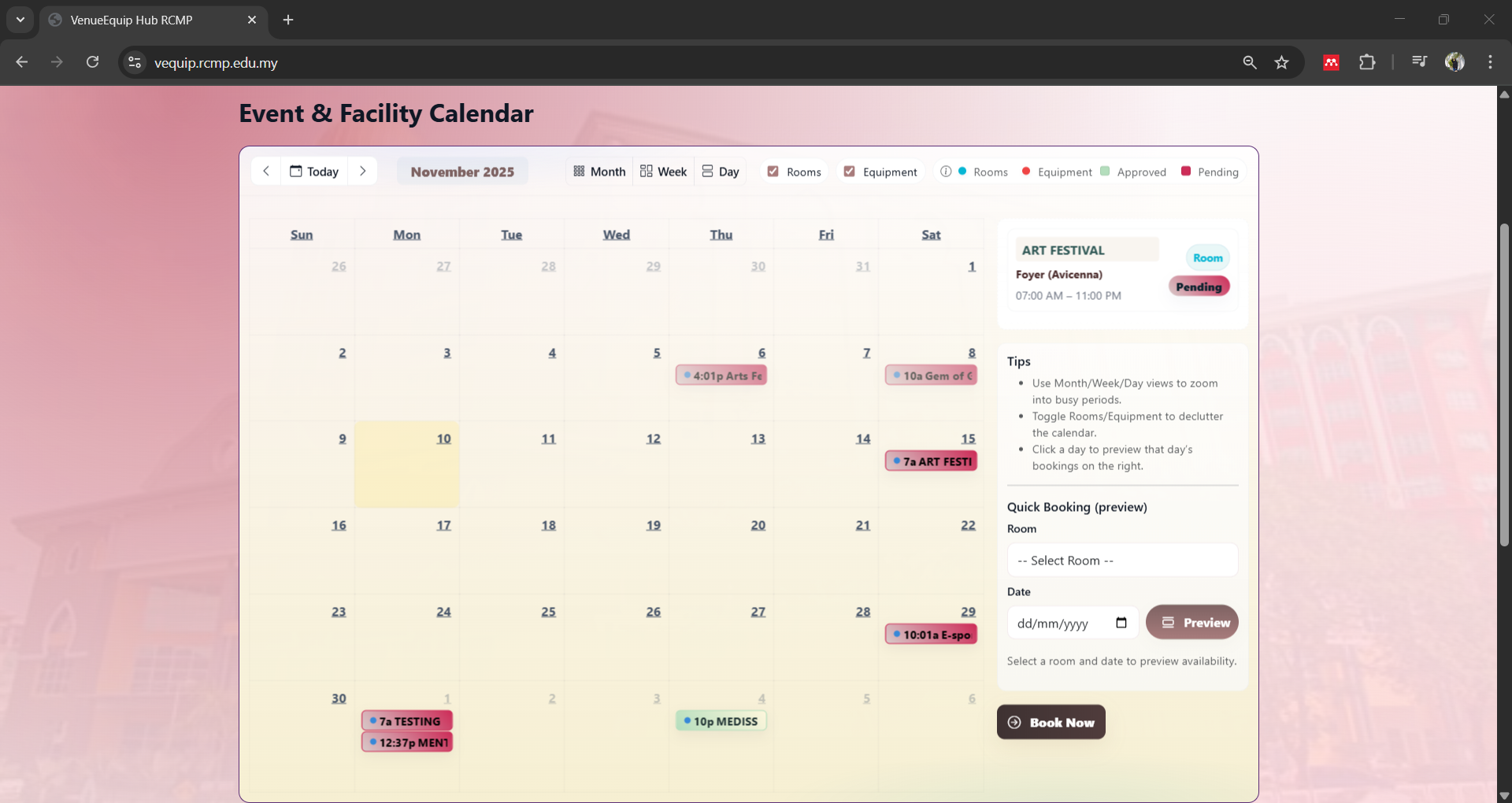 Event & Facility Calendar