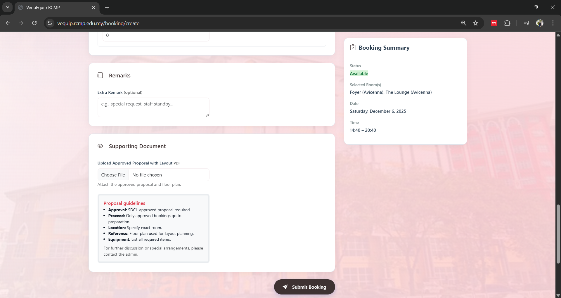 Supporting document & submit