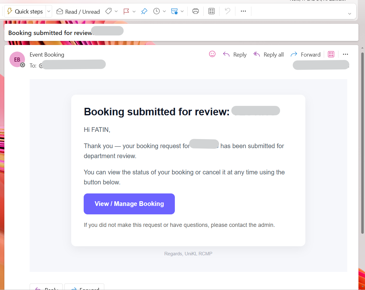 Success popup and email